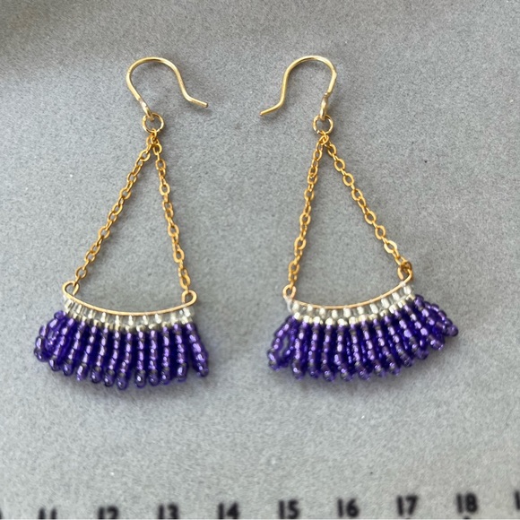 Handmade Purple Dangle Earrings - Picture 2 of 4